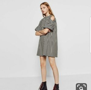 Zara Gingham Cold Shoulder Dress